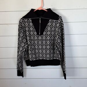 Marc New York Andrew Marc quarter zip sweater black and white women's size M